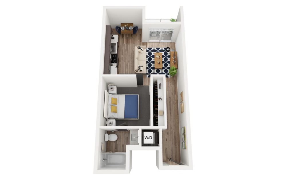 1B ALT1 - 1 bedroom floorplan layout with 1 bathroom and 553 square feet