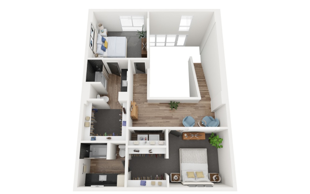 TH Type 1 - 2 bedroom floorplan layout with 2.5 bathrooms and 1425 square feet (Floor 2)