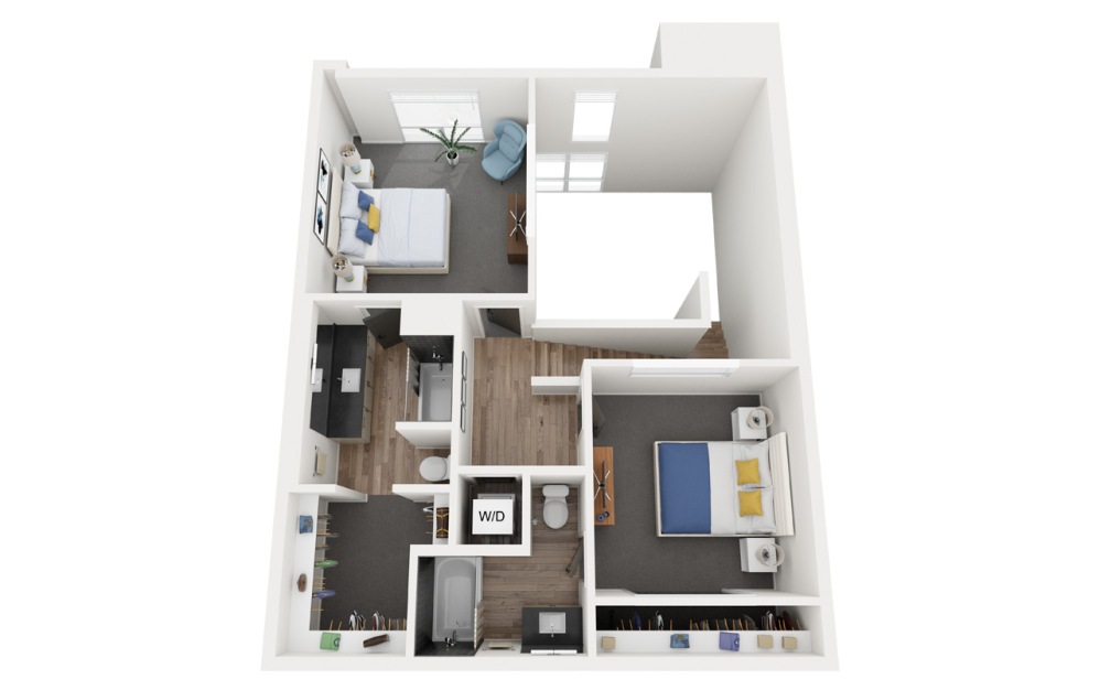 TH Type 2 - 2 bedroom floorplan layout with 2.5 bathrooms and 1269 square feet (Floor 2)