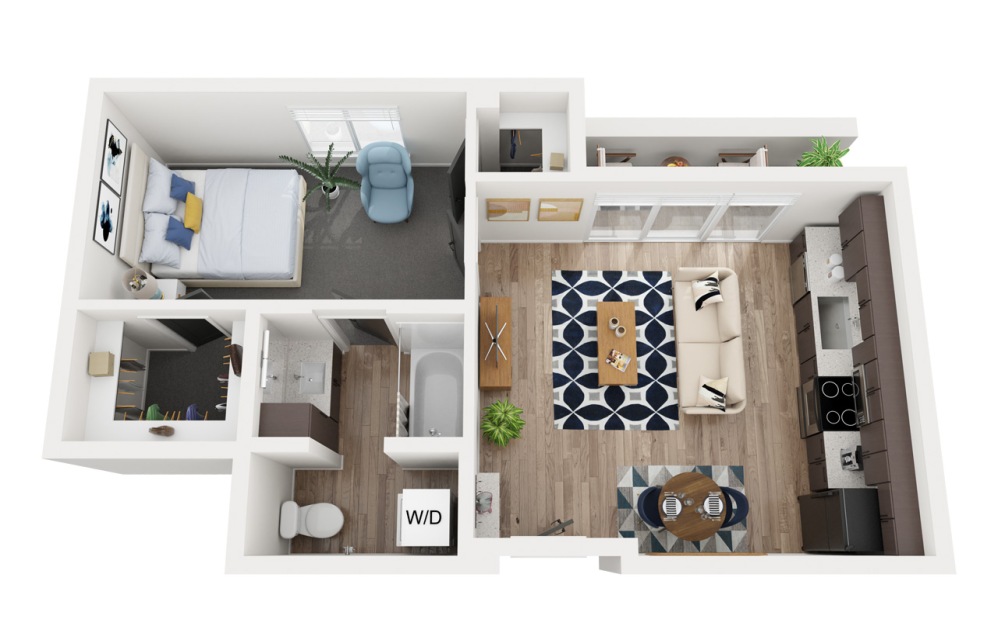 6B ALT2 - 1 bedroom floorplan layout with 1 bathroom and 661 square feet 6B ALT2 - 1 bedroom floorplan layout with 1 bathroom and 661 square feet