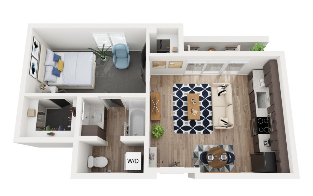 6B ALT3 - 1 bedroom floorplan layout with 1 bathroom and 658 square feet 6B ALT3 - 1 bedroom floorplan layout with 1 bathroom and 658 square feet